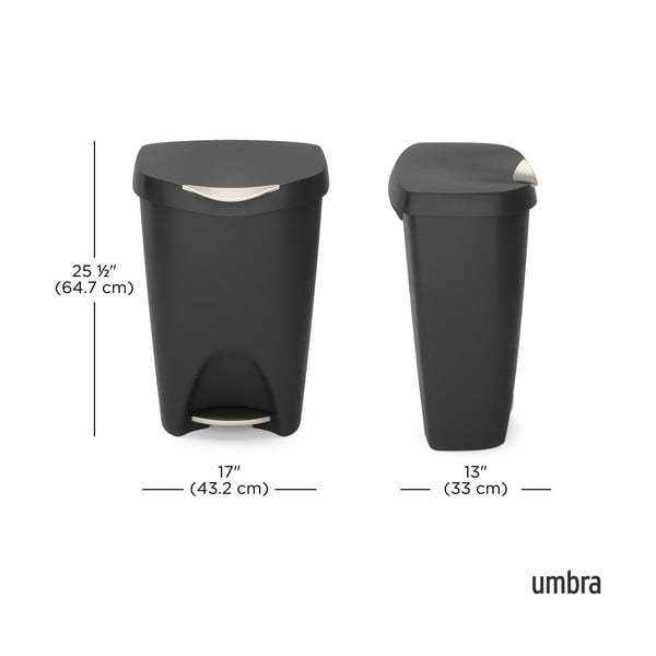 Czarny plastikowy kosz na śmieci z pedałem 50 l Brim – Umbra-image-3