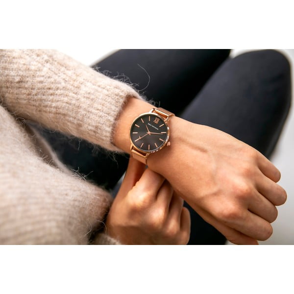 Damski zegarek z paskiem ze stali nierdzewnej w kolorze różowego złota Emily Westwood Estrella-image-3