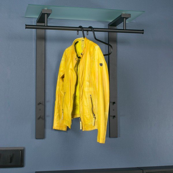 Czarny metalowy wieszak ścienny z półką 80 cm Dutch – Spinder Design-image-3