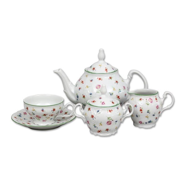 Porcelanowy zestaw na herbatę z kwiatowym motywem Thun Bernadotte