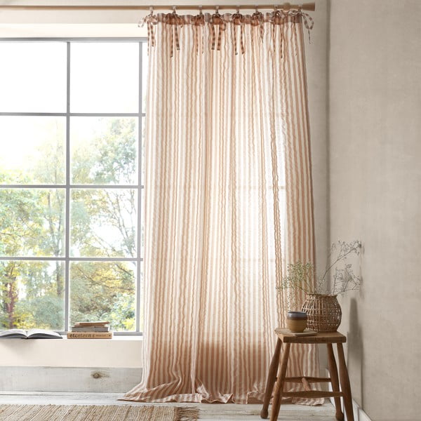 Firanka w kolorze terakoty 140x183 cm Zanzibar Stripe – Pineapple Elephant-image-1