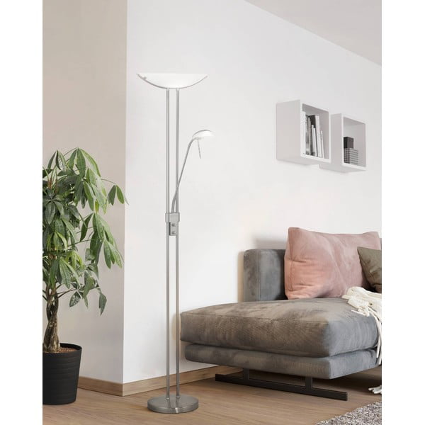 Lampa stojąca w kolorze matowego srebra ze szklanym kloszem (wysokość 180 cm) BAYA – EGLO-image-1