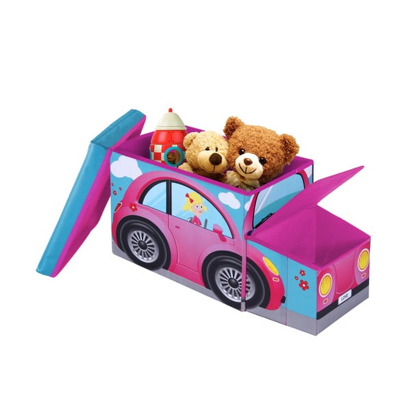 Dziecięcy puf ze schowkiem JOCCA Pink Car