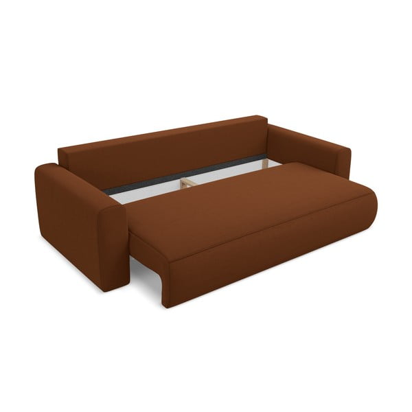 Aksamitna rozkładana/ze schowkiem sofa w kolorze terakoty 238 cm Kapua – Makamii-image-4