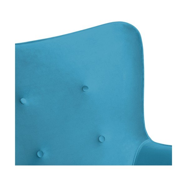 Ciemnoturkusowy fotel z podnóżkiem i nogami w naturalnym kolorze Vivonita Cora Velvet-image-4