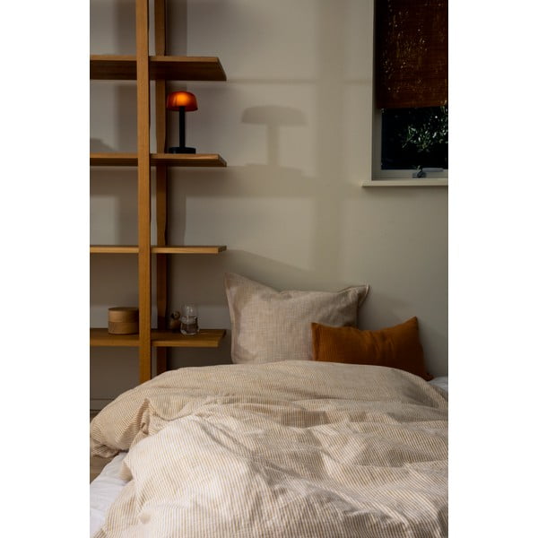 Biało-żółta pościel jednoosobowa z bawełny organicznej 140x220 cm Monochrome Lines – JUNA-image-2