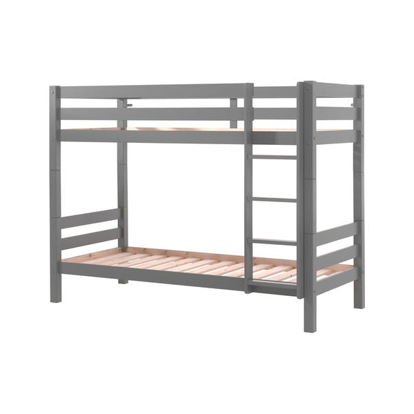 Szare piętrowe łóżko dziecięce z litego drewna sosnowego ze schowkiem PINO – Vipack-image-2