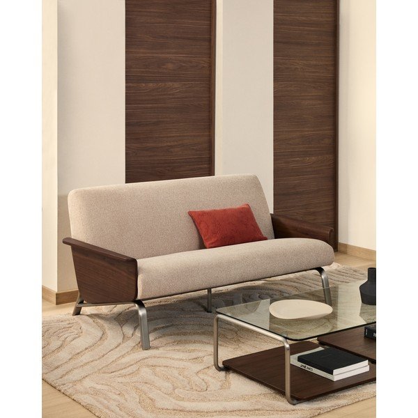 Jasnobrązowa sofa z tkaniny szenilowej 165 cm Amsen – Kave Home-image-1