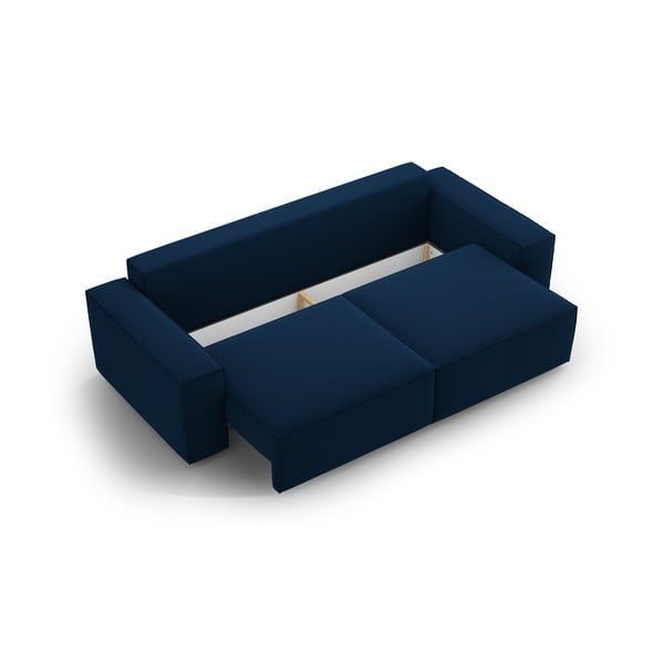 Ciemnoniebieska aksamitna rozkładana/ze schowkiem sofa 247 cm Jodie – Micadoni -image-3
