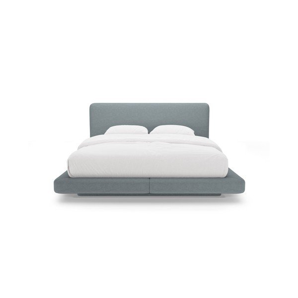 Jasnoniebieskie tapicerowane łóżko dwuosobowe 140x200 cm Linea – Micadoni -image-3