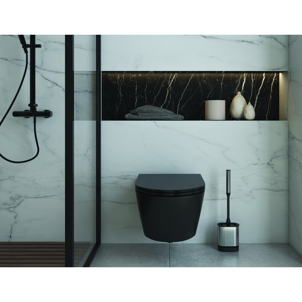 Ciemnoszara szczotka do WC ze stali nierdzewnej Cleany – Metaltex-image-1