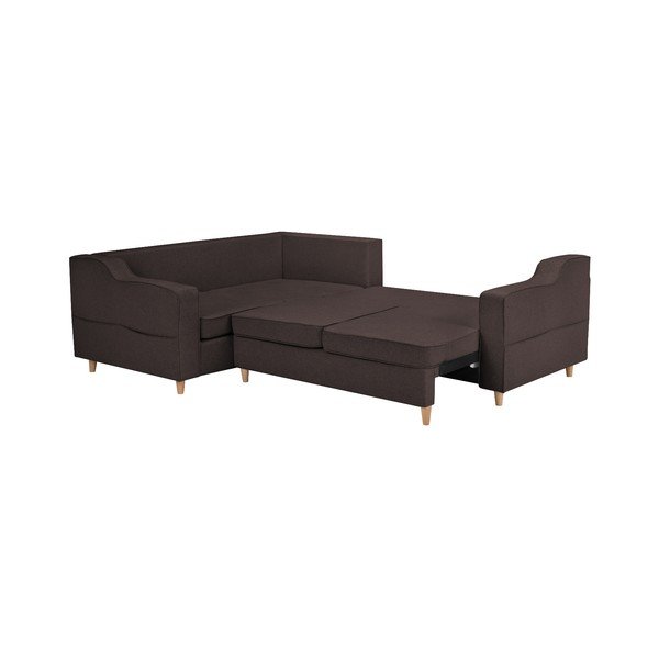 Ciemnobrązowa rozkładana 4-osobowa sofa Mazzini Sofas Jonquille, lewostronna-image-2