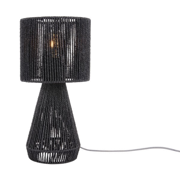 Czarna lampa stołowa z kloszem z plecionki papierowej (wys. 40 cm) Forma Cone – Leitmotiv