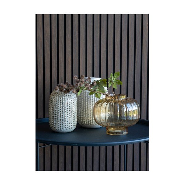 Jasnożółty szklany ręcznie wykonany wazon – House Nordic-image-3