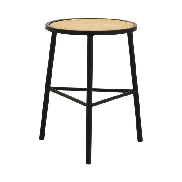 Czarny/w naturalnym kolorze rattanowy stołek Depok – Premier Housewares-image-2