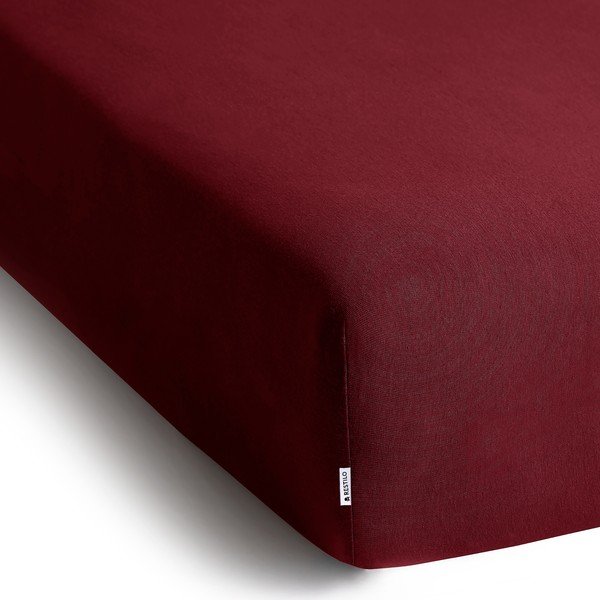 Bordowe dżersejowe prześcieradło z gumką 200x200 cm Amber – Restilo-image-2