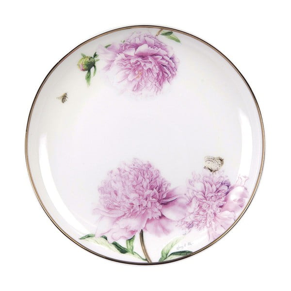 Talerz deserowy z porcelany kostnej Ashdene Pink Peonies, ⌀ 15 cm