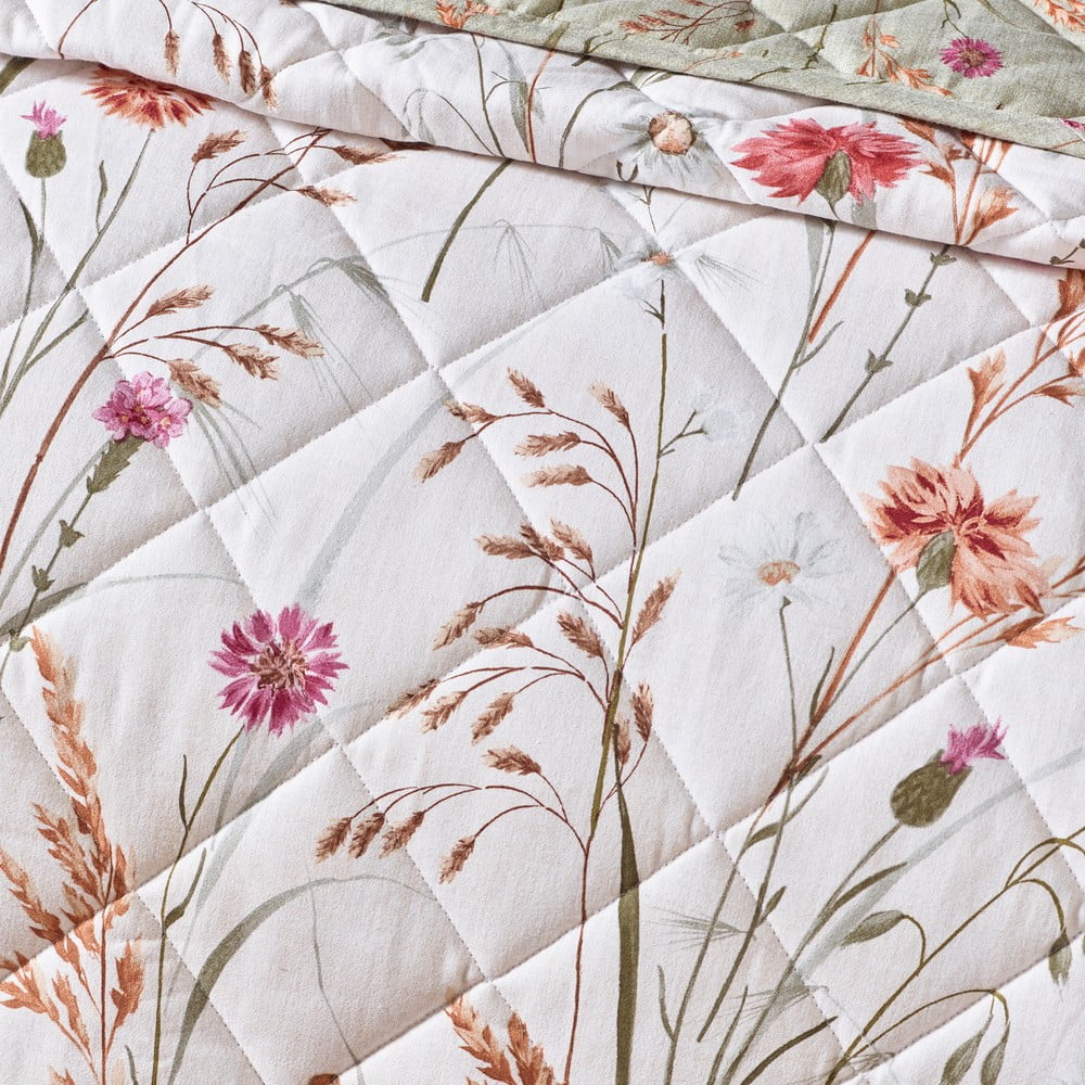 Zielono-beżowa bawełniana narzuta pikowana 200x220 cm Grasmere Floral – Catherine Lansfield (zdjęcie 4)