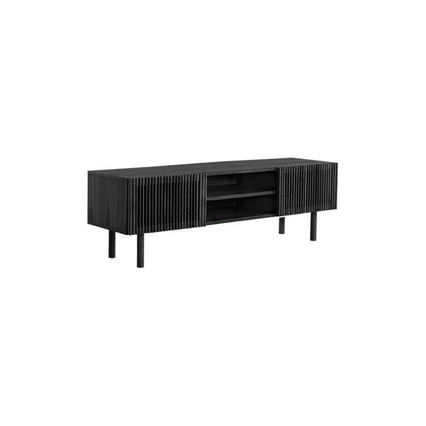 Czarna szafka pod TV w dekorze jesionu 160x50x43 cm Sion – Jotex