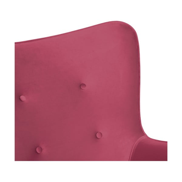 Różówoczerwony fotel z podnóżkiem i nogami w ciemnym kolorze Vivonita Cora Velvet-image-4