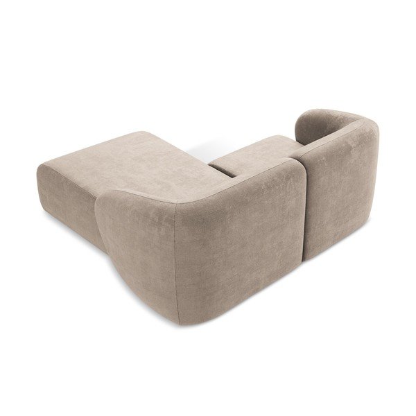 Jasnobrązowy narożnik z tkaniny szenilowej (prawostronny/z szezlongiem) Lani – Makamii-image-3