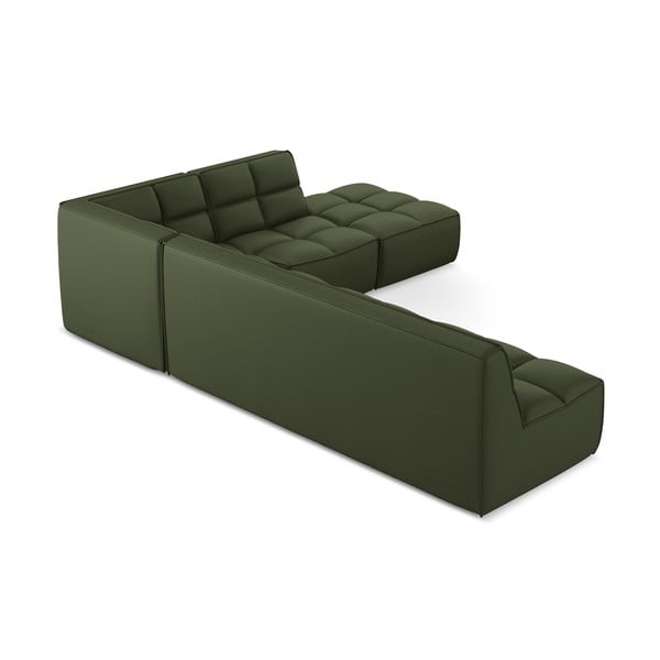 Zielony narożnik modułowy z imitacji skóry (strona zmienna) Kalai – Makamii-image-4