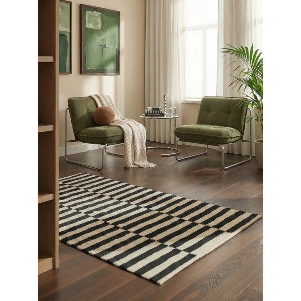 Czarno-biały wełniany dywan dwustronny tkany ręcznie 120x180 cm Donna – Hanse Home-image-1
