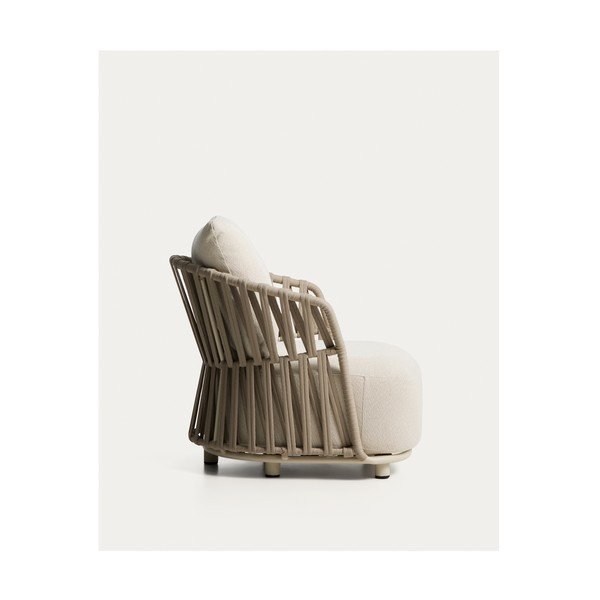 Kremowy/szarobrązowy tapicerowany fotel ogrodowy Osani – Kave Home-image-4
