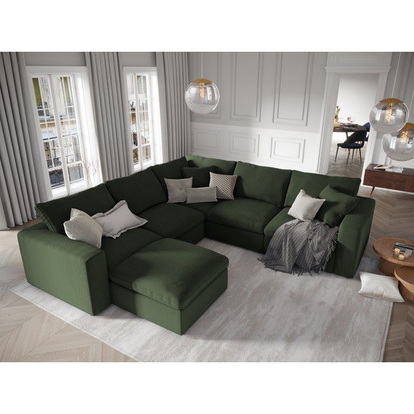 Ciemnozielona dwustronna narożna część sztruksowej sofy modułowej Windsor & Co Sofas Galaxy-image-4