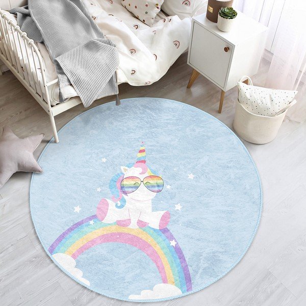 Jasnoniebieski dywan dziecięcy ø 80 cm Comfort – Mila Home-image-1