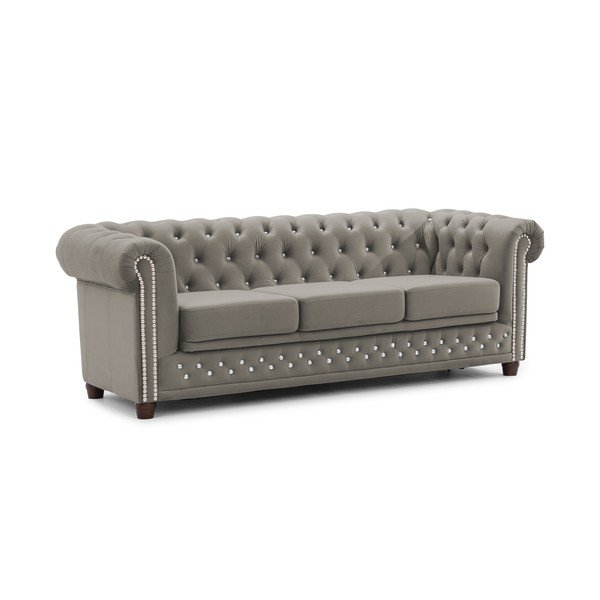 Szara aksamitna rozkładana sofa 203 cm York Blik – Ropez