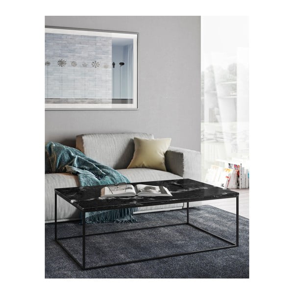 Czarny stolik marmurowy z czarnymi nogami TemaHome Gleam, 120 x 75 cm-image-4