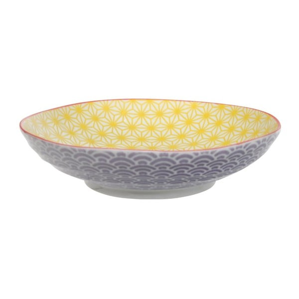 Fioletowo-żółty talerz porcelanowy na makaron Tokyo Design Studio Star/Wave