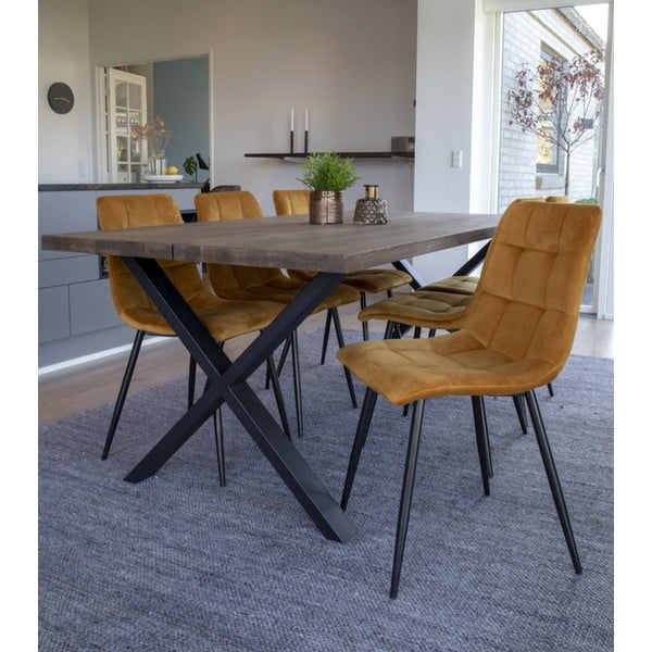 Żółte tapicerowane krzesła zestaw 2 szt. Middelfart – House Nordic-image-1