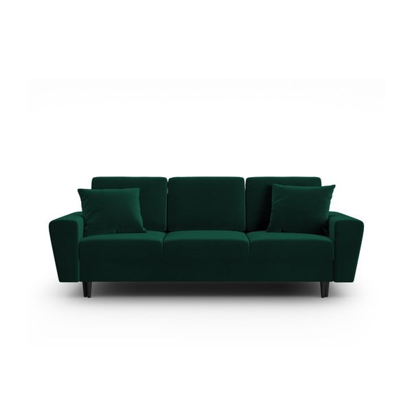 Zielona aksamitna rozkładana sofa ze schowkiem 235 cm Kyoto – Cosmopolitan Design