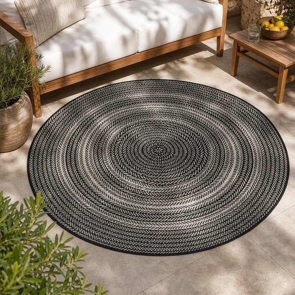 Czarny dywan odpowiedni na zewnątrz Universal Silvana Rutto, ⌀ 120 cm-image-4
