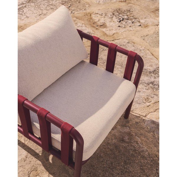 Czerwony/beżowy aluminiowy zestaw mebli ogrodowych dla 4 osób Omala – Kave Home-image-4