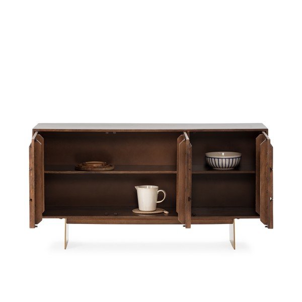 Brązowa komoda z litego drewna mango 145x76x40 cm Trisha – MOME-image-4