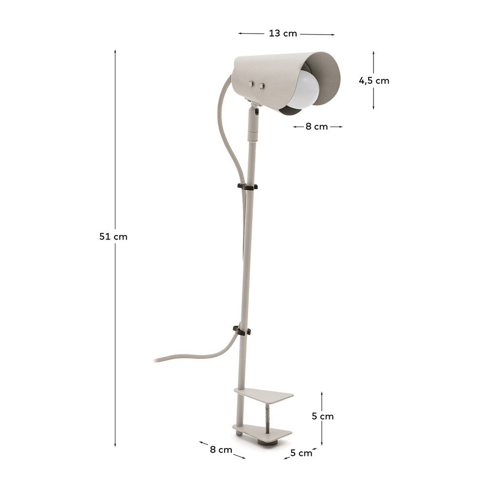 Jasnoszara metalowa lampa stołowa z klipsem (wysokość 51 cm) Jula – Kave Home (zdjęcie 8)