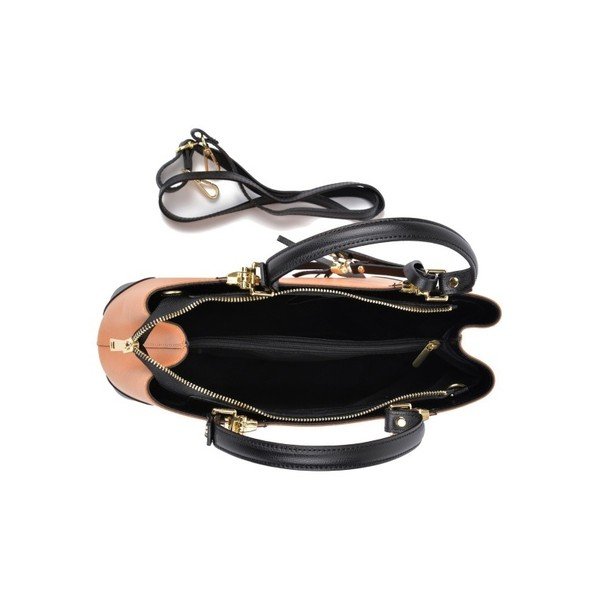 Brązowa skórzana torebka z czarnymi detalami Isabella Rhea Mismo-image-1