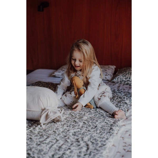 Zielono-kremowy zestaw do łóżeczka Green Floral – Malomi Kids-image-1