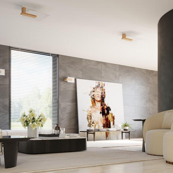 Lampa sufitowa w naturalnym kolorze ze szklanym kloszem 40x47.5 cm Parola – Sollux-image-3