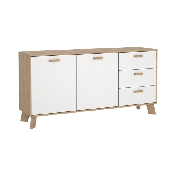 Biało-naturalna komoda w dekorze dębu 147x73x39 cm Ikast – Tvilum-image-2