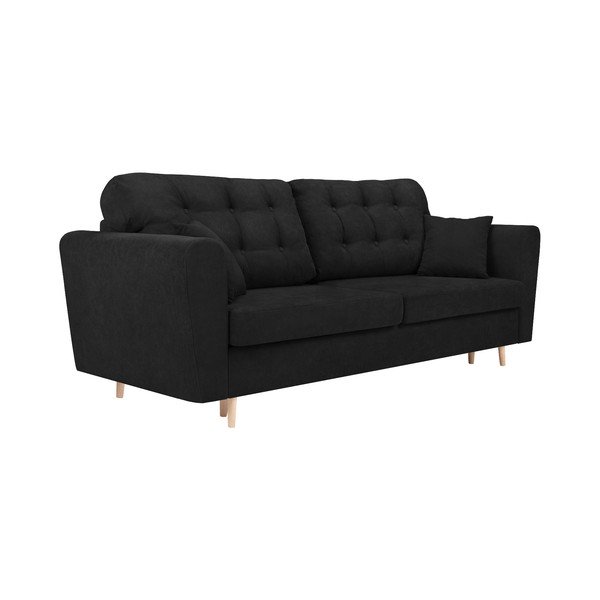 Czarna 3-osobowa sofa rozkładana ze schowkiem Cosmopolitan Design Grenoble-image-2