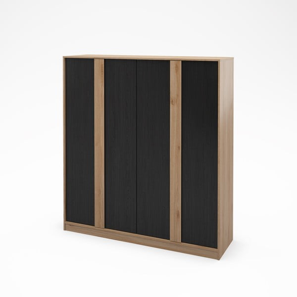 Czarno-naturalna szafa w dekorze dębu 180x197,5x53 cm Dennis – Marckeric-image-2