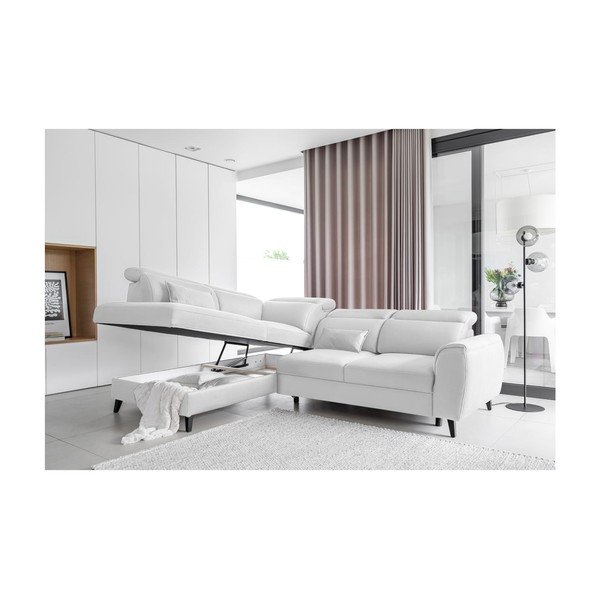 Biały aksamitny rozkładany/ze schowkiem narożnik (lewostronny/w kształcie litery L) Noble – ELTAP-image-3