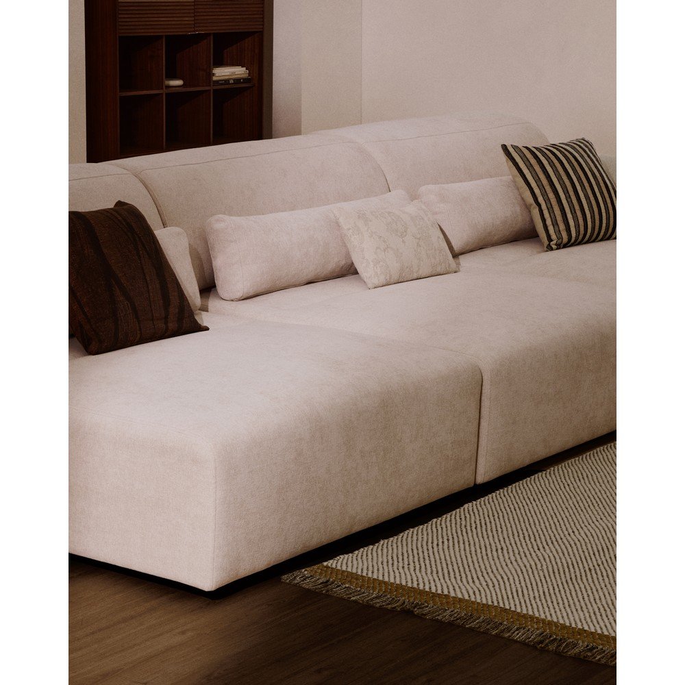 Beżowa częściowo rozkładana sofa z tkaniny szenilowej z szezlongiem 410 cm Lares – Kave Home (zdjęcie 8)