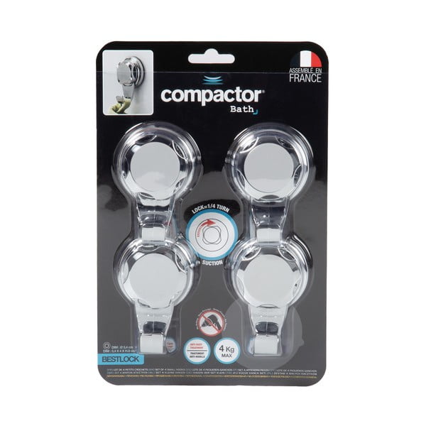 Samoprzylepne metalowe haczyki w kolorze srebra zestaw 4 szt. Bestlock Bath – Compactor-image-4