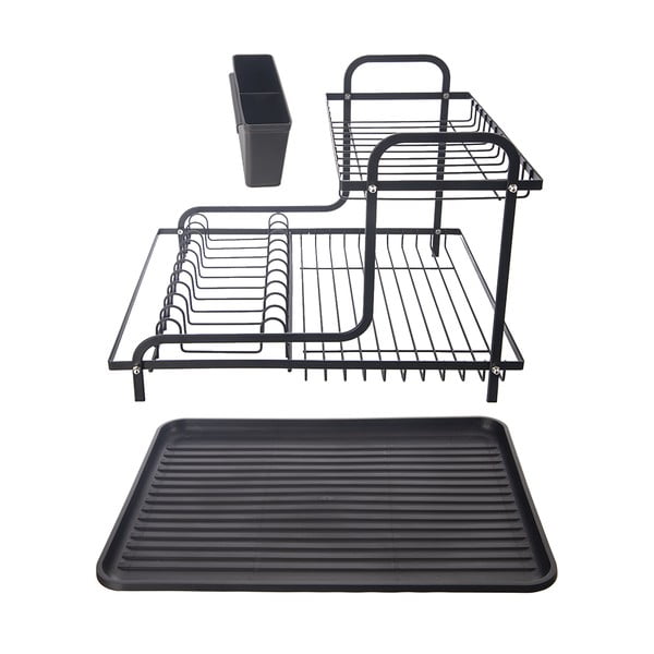 Czarny metalowy ociekacz dwupiętowy 42,5x32 cm Radka – Orion-image-4