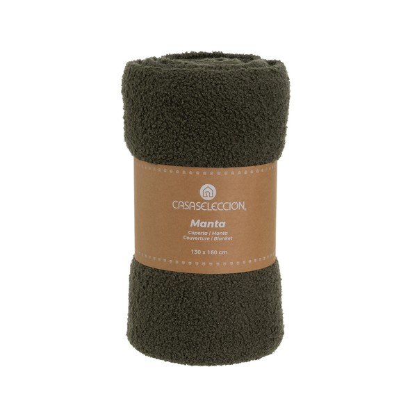 Zielony koc z materiału sherpa 130x160 cm Sherpa Bouclé – Casa Selección-image-4